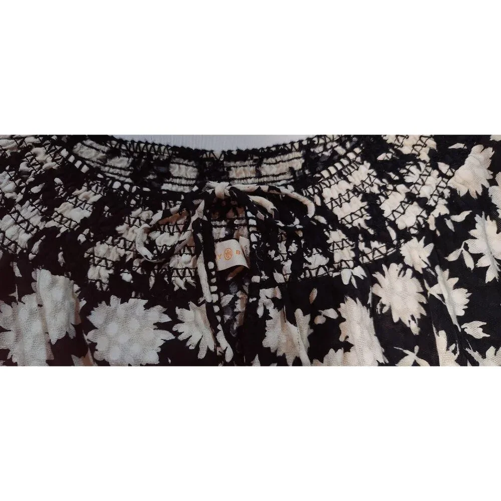 Tory Burch Black & White Floral‎ Print Blouse XS